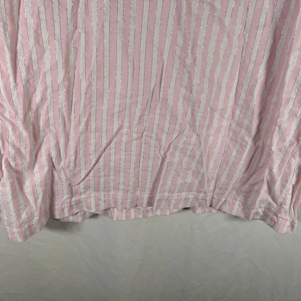 Victoria Secret Top Women's Medium Pink Striped Button Up Long Sleeve - Picture 8 of 9